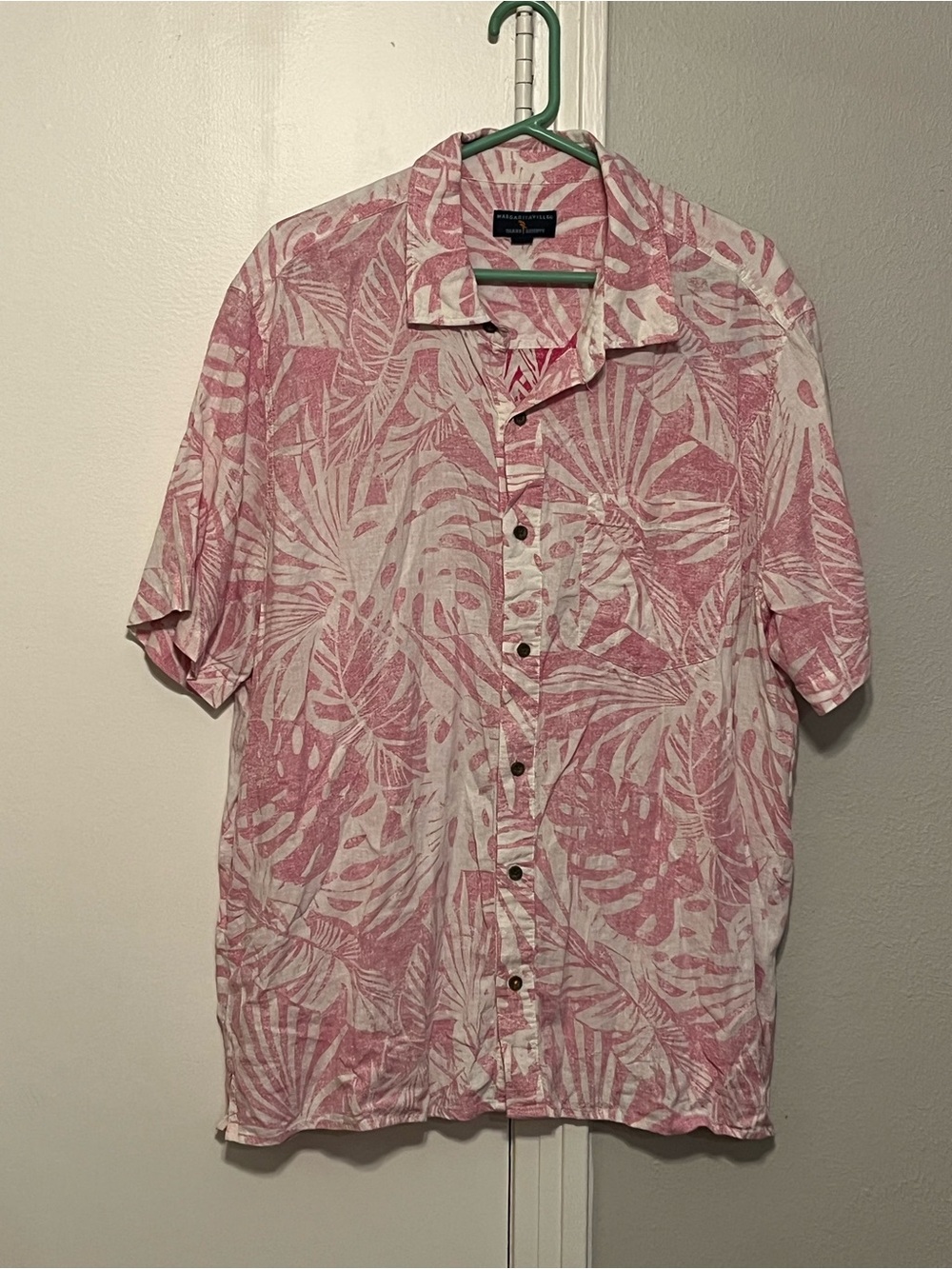 Margaritaville Island Reserve Men’s XL Pink White Tropical Floral Linen Shirt